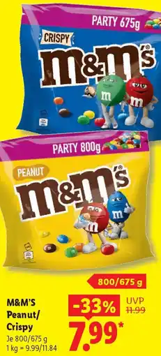 Lidl M&M'S Peanut/ Crispy Angebot