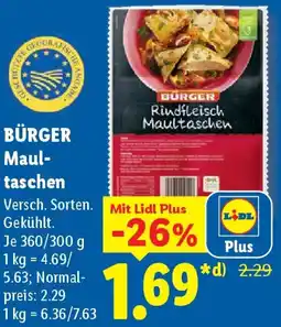 Lidl BÜRGER Maultaschen Angebot