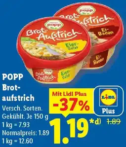 Lidl POPP Brotaufstrich Angebot