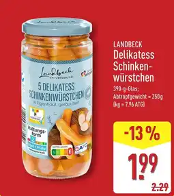 Aldi Nord LANDBECK Delikatess Schinkenwürstchen Angebot