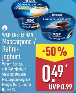 Aldi Nord WEIHENSTEPHAN Mascarpone-/ Rahmjoghurt Angebot