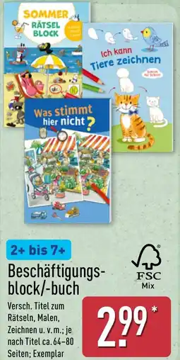 Aldi Nord Beschäftigungsblock/-buch Angebot