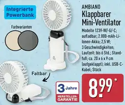 Aldi Nord AMBIANO Klappbarer Mini-Ventilator Angebot