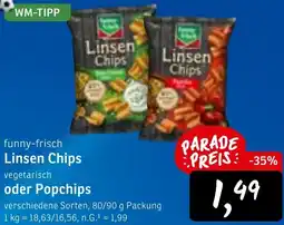 KONSUM funny-frisch Linsen Chips oder Popchips Angebot