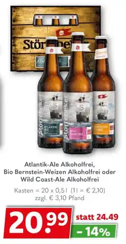 Getränkeland Störtebeker Atlantik-Ale Alkoholfrei, Bio Bernstein-Weizen Alkoholfrei oder Wild Coast-Ale Alkoholfrei Angebot