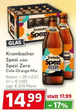 Getränkeland Krombacher Spezi oder Spezi Zero Cola-Orange-Mix Angebot
