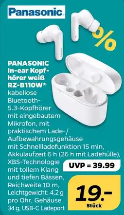 Netto PANASONIC In-ear Kopfhörer weiß RZ-B110W Angebot