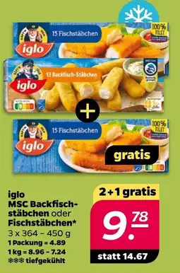Netto iglo MSC Backfisch- stäbchen oder Fischstäbchen Angebot