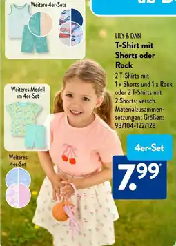 Aldi Süd LILY & DAN T-Shirt mit Shorts oder Rock Angebot