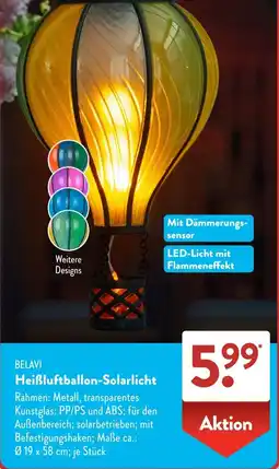 Aldi Süd BELAVI Heißluftballon-Solarlicht Angebot