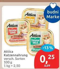 Budni Attica katzennahrung fein pastete mit rind Angebot
