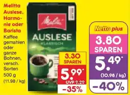 Netto Marken-Discount Melitta Auslese, Harmonie oder Barista Kaffee Angebot
