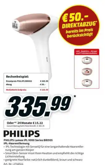 MediaMarkt Philips Lumea IPL 9000 Series BRI955 IPL Haarentfernung Angebot
