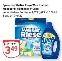 Globus Spee oder Weißer Riese Waschmittel Megaperls, Flüssig oder Caps Angebot