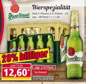 Norma Bierspezialitat Pilsner Urquell 20*0,5L Angebot