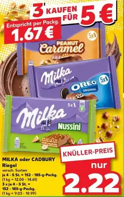 Kaufland MILKA oder CADBURY Riegel Angebot