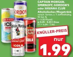 Kaufland CAPTAIN MORGAN, SMIRNOFF, GORDON'S oder HAVANA CLUB Alkoholisches Mixgetränk Angebot