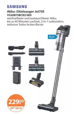 V Markt Samsung akku-/stielsauger jet75e vs20b75bcr5/wd Angebot