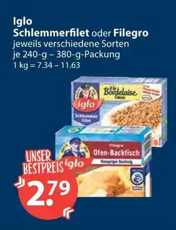 V Markt Iglo schlemmerfilet oder filegro Angebot