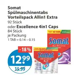 V Markt Somat spülmaschinentabs vorteilspack allin1 extra Angebot