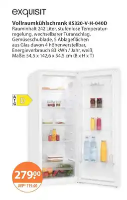 V Markt Exquisit vollraumkühlschrank ks320-v-h-040d Angebot