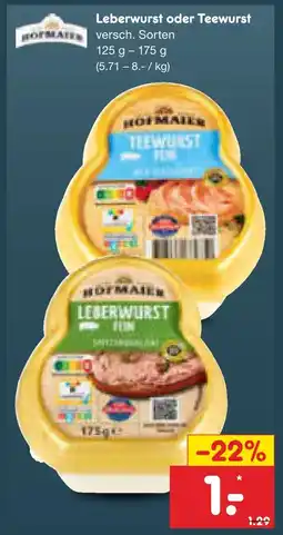 Netto Marken-Discount Hofmaister leberwurst oder teewurst Angebot