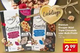 Netto Marken-Discount Lieblings premium knusper müsli triple chocolate oder multi-frucht Angebot