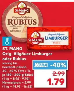 Kaufland ST. MANG Orig. Allgäuer Limburger oder Rubius Angebot