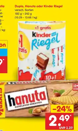 Netto Marken-Discount Duplo, hanuta oder kinder riegel Angebot