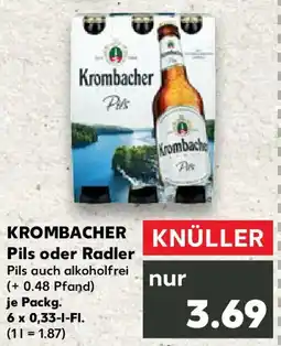 Kaufland Krombacher pils oder radler Angebot