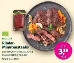 Denns BioMarkt BIOLUST Rinder- Minutensteaks Angebot