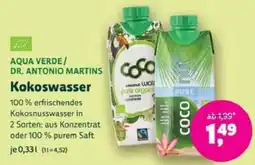Denns BioMarkt AQUA VERDE/ DR. ANTONIO MARTINS Kokoswasser Angebot