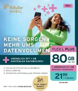 Tchibo Tchibo MOBIL FLEXL PLUS 80GB inkl. 5G Angebot