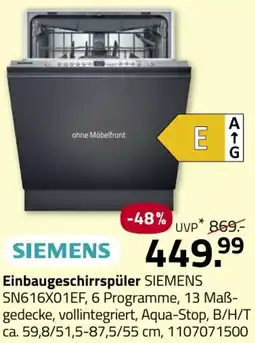 ROLLER SIEMENS Einbaugeschirrspüler Angebot