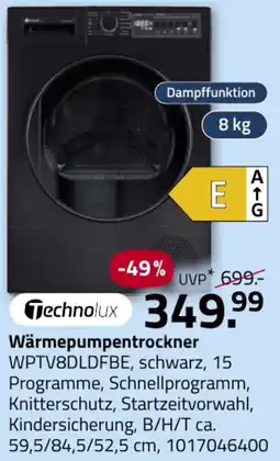 ROLLER Technolux Wärmepumpentrockner WPTV8DLDFBE Angebot