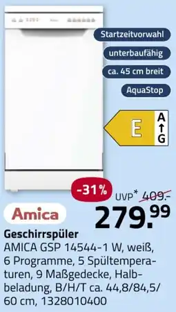 ROLLER Geschirrspüler AMICA GSP 14544-1 W Angebot