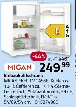 ROLLER Einbaukühlschrank MICAN EKHTTMG4SSE Angebot