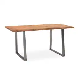 Netto Marken-Discount Esstisch Massivholz Baumkante Metallgestell Handgefertigt TARN, Goldbraun-Chrom 200x100x76 cm Angebot