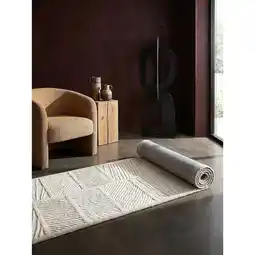 Netto Marken-Discount Läufer Wollmischung Weiß 80 x 300 cm - CARVE Kadima Design Angebot