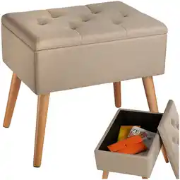 Netto Marken-Discount tectake Sitzbank, gepolstert, in Leinenoptik, Holzbeine mit Filzgleitern, 51 x 37,5 x 45,5 cm Angebot