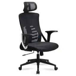 Netto Marken-Discount Bürodrehstuhl Schwarz Mesh mit Wippmechanik, Kopfstütze und 4-fach Lordosenstütze ASTRA Angebot