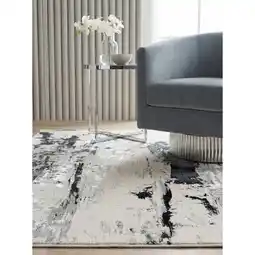 Netto Marken-Discount Teppich Velours kurzflor mit Metallic-Akzenten Gletschermuster SARNTAL, Silbergrau 160x230 cm Angebot