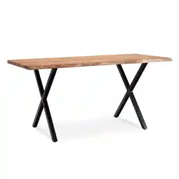 Netto Marken-Discount Esstisch Massivholz Metall X-Gestell Baumkante Industrial KRETA, Goldbraun-Schwarz 140x80x76 cm Angebot