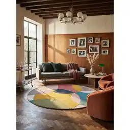 Netto Marken-Discount Wollteppich Hoch-Tief Bunt Ø160 cm - AIRE Kadima Design Angebot