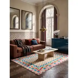 Netto Marken-Discount Wollteppich Schachbrett Bunt 140 x 200 cm - DAHLIA Kadima Design Angebot