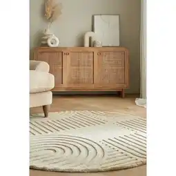 Netto Marken-Discount Wollteppich Hoch-Tief Natur Ø160 cm - LEVEN Kadima Design Angebot