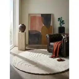 Netto Marken-Discount Wollteppich abstrakt Beige Ø160 cm - LEVEN Kadima Design Angebot