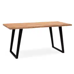 Netto Marken-Discount Esstisch Massivholz Baumkante Metall U-Gestell Handgefertigt ATOLL, Goldbraun-Schwarz 180x90x76 cm Angebot
