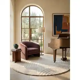 Netto Marken-Discount Wollteppich Hoch-Tief Elfenbein Ø160 cm - LEVEN Kadima Design Angebot
