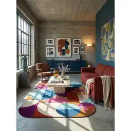 Netto Marken-Discount Wollteppich geometrisch Rosa-Bunt 160 x 230 cm - HALLEIN Kadima Angebot